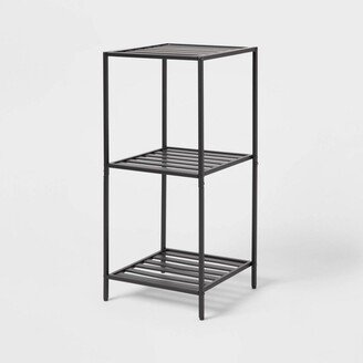 Short Bath Storage Tower Black Metal - Brightroom™