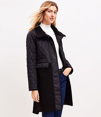 Petite Shearling Mixed Media Coat