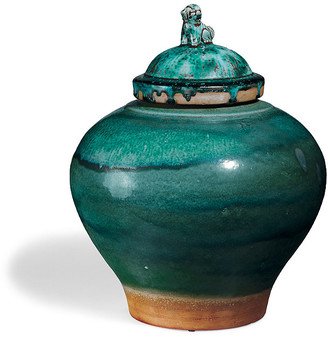 Emerald Lidded Dog Topper Vase