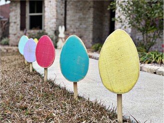 Rustic Wood Egg Yard Stakes, Farmhouse Easter Decor, Art, Eggs