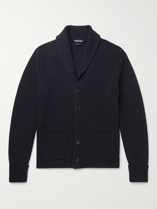 Shawl-Collar Ribbed Cashmere Cardigan