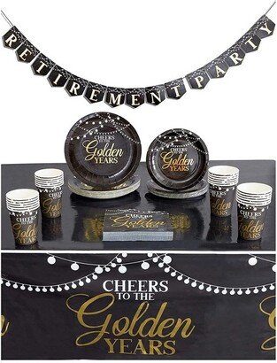 Sparkle and Bash Retirement Party Pack, Dinnerware Set and Banner (98 Pieces, Serves 24)