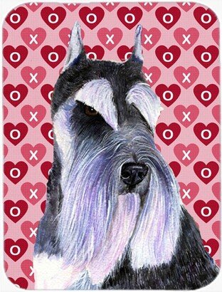 SS4477LCB Schnauzer Hearts Love And Valentines Day Portrait Glass Cutting Board, Large