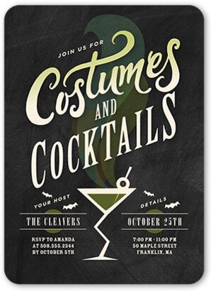 Halloween Invitations: Haunted Cocktails Halloween Invitation, Grey, Standard Smooth Cardstock, Rounded