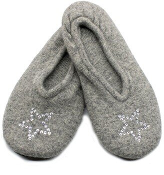 Ladies Ballerina Slippers With Hotfix Stones Star-AB