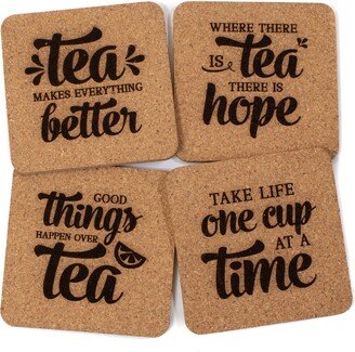 Tea Cork Coaster Set | Funny Sweet Coasters Unique Ready To Ship Gift Stocking Stuffer