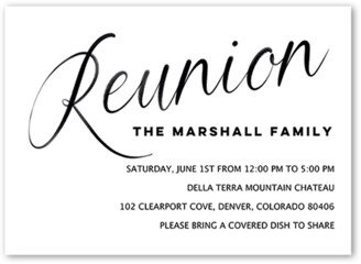 Everyday Party Invitations: Simple Reunion Party Invitation, White, 5X7, Luxe Double-Thick Cardstock, Square