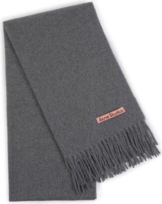 Logo Patch Fringed Scarf-AF