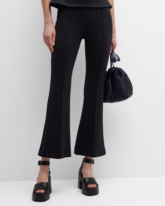 Pintuck Scuba Pull-On Cropped Flare Pants