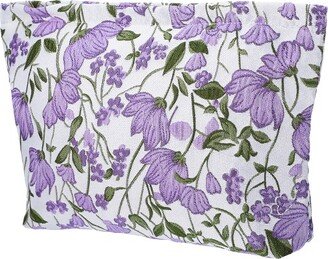 Unique Bargains Travel Canvas Floral Zipper-Closure Purple 1 Pc