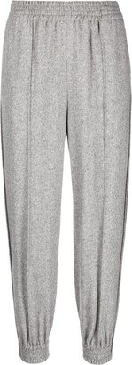 Mélange-Effect Wool-Blend Track Pants