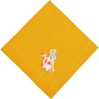 Decorative Mustard Linen Service Napkins - Chinoiserie Chic Staffordshire Dog Napkin Set Of 2, 4, 6 18' X Animal Print Linens