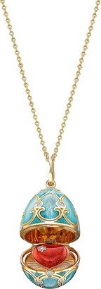 Heritage 18K Yellow Gold, Diamond & Turquoise Guilloché Enamel Heart Surprise Locket