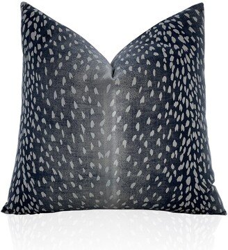 Navy Blue Antelope Linen Pillow Cover, Animal Print, Living Room Pillow, Designer