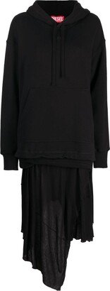 D-Roller hoodie-style asymmetric midi dress