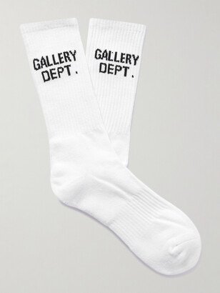 Clean Logo-Jacquard Ribbed Recycled Cotton-Blend Socks-AA