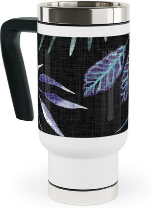 Travel Mugs: Phantasmagorial Jungle Travel Mug With Handle, 17Oz, Black