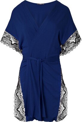 Oh!Zuza Night&Day Sensual Delicate Short Robe - French Leavers Lace - Blue