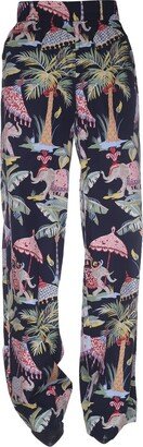 Wide-Leg Elephant Printed Pants