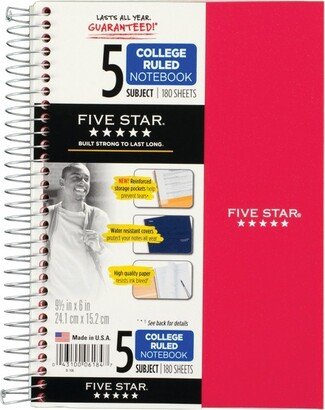 6ct 5 Subject Spiral Notebook College Ruled 9.5 x 6 Classic Colors