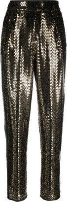 High-Waist Tapered Metallic Trousers