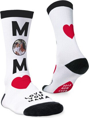 Socks: Heart Best Mom Ever Custom Socks, Red