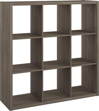 459000 Heavy Duty Decorative Bookcase Open Back 9-Cube Storage Organizer in Graphite Gray with Hardware for Closet, Home, Office, or Toys