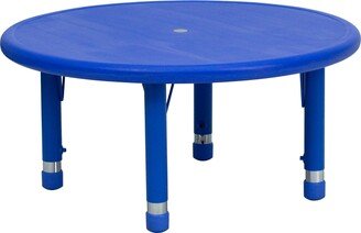 33'' Round Blue Plastic Height Adjustable Activity Table-AA