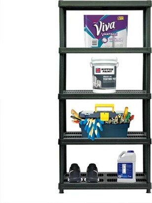 Juggernaut Storage Indoor Outdoor 72 Standalone 5 Tier Utility Storage Ventilated Shelving Unit for Warehouse, Laundry Room, Garage, & Pantry, Black