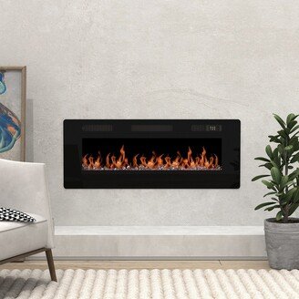 Okada 40-60 Ultra Thin Electric Fireplace Indoor Recessed Wall Mounted Fireplace Insert Heater with Remote Control