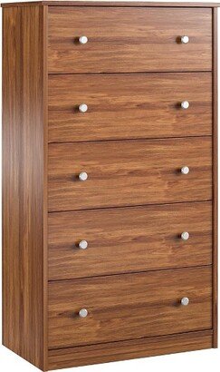 RealRooms Ellison Tall 5 Drawer Dresser, Brown Oak