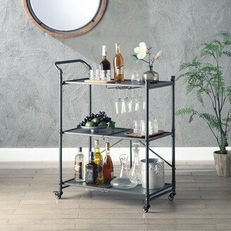 Aoolive Kitchen Serving Cart in Sandy Black, Dark Bronze Hand-Brushed Finish