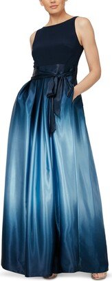 Petite Ombre-Skirt Gown - Navy/Light Blue