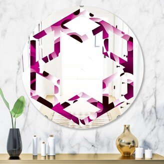 Designart 'Abstract Design Retro Pattern VI' Printed Cottage Round or Oval Wall Mirror - Hexagon Star