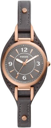 Women's Carlie Gray Leather Strap Watch, 28mm