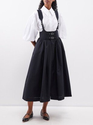 Buckled Apron Wool Midi Dress