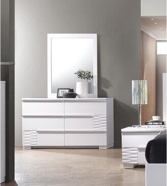 Best Master Furniture Athens White Dresser and Mirror