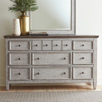 Heartland Antique White and Tobacco 9 Drawer Dresser