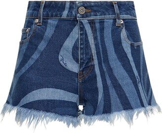 Marmo printed denim mini shorts