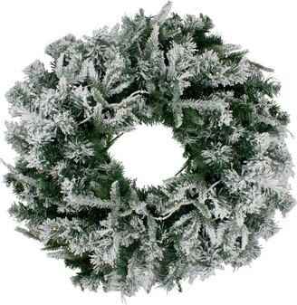 Northlight Real Touch™️ Flocked Winfield Fir Artificial Christmas Wreath - 36 - Warm White LED Lights