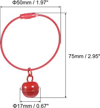 Unique Bargains 5Pcs Pet Bells, Stainless Steel 50mm/1.97 Dia Jingle Bells Cable Red