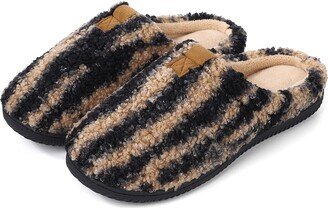 KOJOOIN SMXKUME Unisex Men's And Women's Memory Foam House Slippers Soft Plush Lined Slip On Casual Slippers Indoor&Outdoor Brown Men L(11-12)