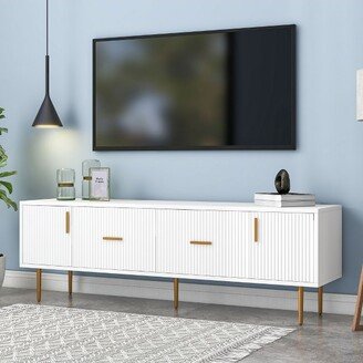 Modern TV Stand for TVs up to 75'' with 5 Champagne Legs White