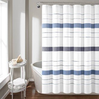 72x72 Chic Striped Yarn Dyed Eco Friendly Recycled Cotton Shower Curtain