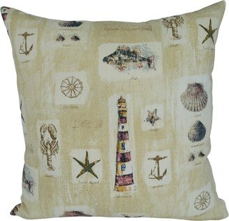 Decorative Pillow Cover | Waverly Beachcomber - Sand Nautical With Zipper Living Room Bedroom Throw