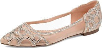 Womens Batavia Ballet Flat with Rhinestone Detail and Scalloped Edge