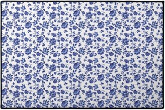 Door Mats: Fleurs De Provence - Blue And White Door Mat, Blue