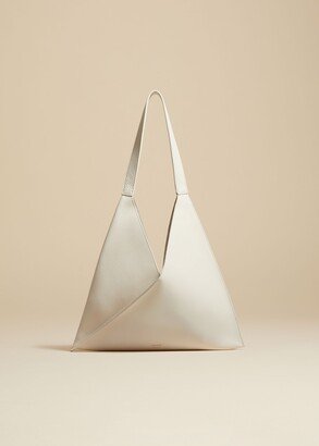 The Small Sara Tote in Off-White Pebbled Leather