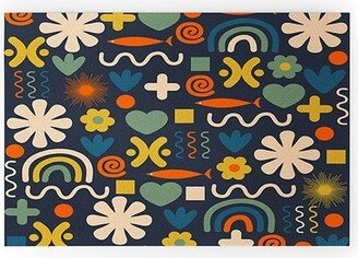 Kierkegaard Design Studio Cute Miscellany Rainbow Floral Large Looped Vinyl Welcome Mat