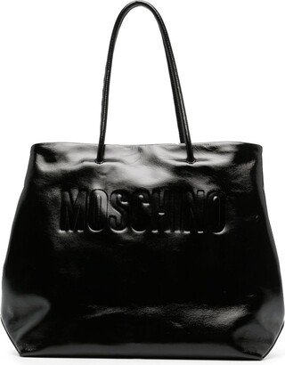 Debossed-Logo Leather Tote Bag